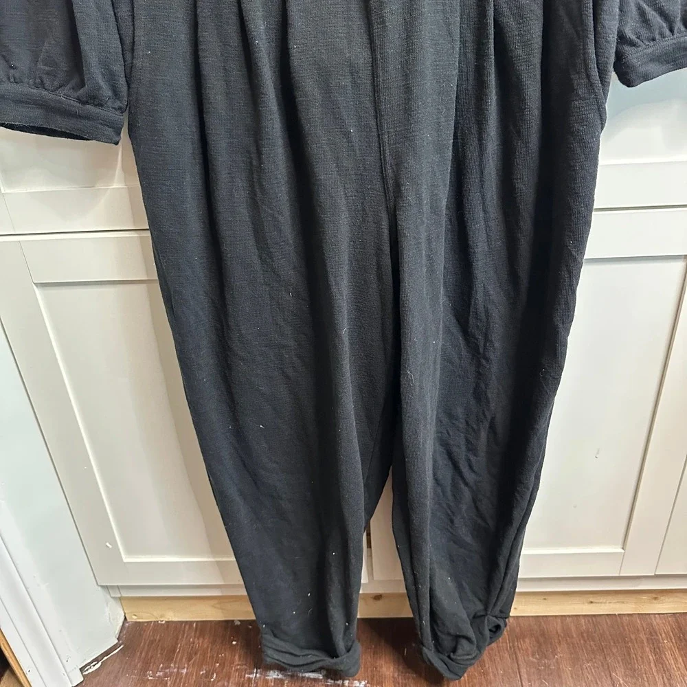 Free People Beach Faye Jumpsuit Womens L Black Long Sleeve Utility Relaxed Boho - Picture 6 of 16